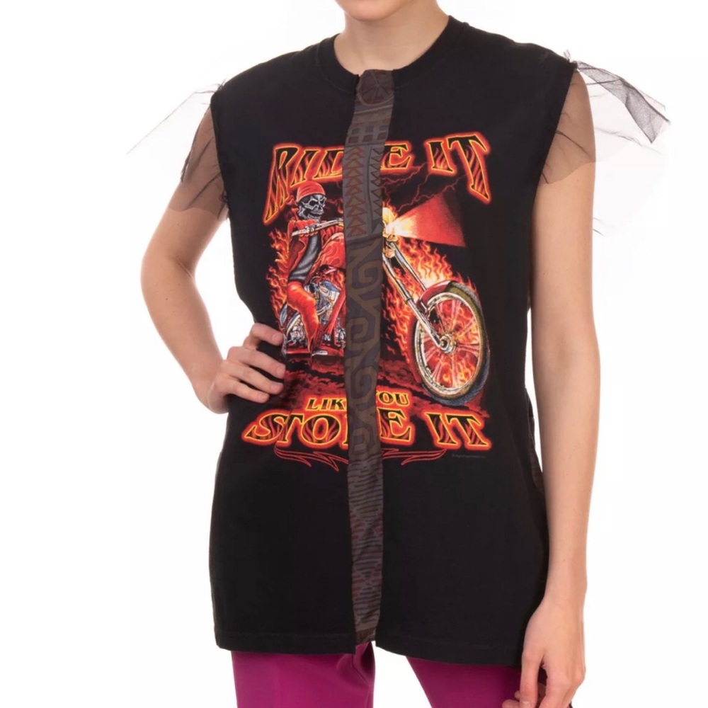 8PM Biker Style Top / ONE SIZE / Contrast Tulle
